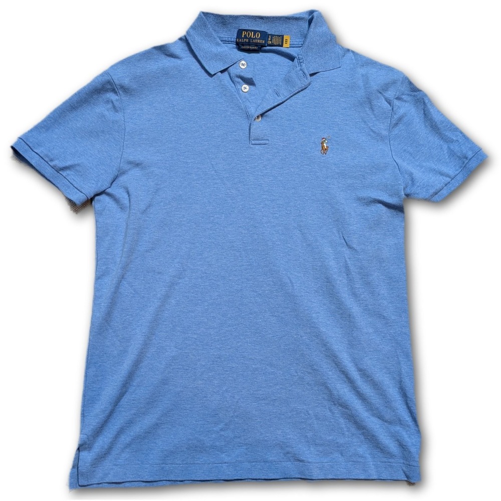 Polo Ralph Lauren Mens Blue S Pony Smooth Interlock Slim Fit Pique Small Cotton